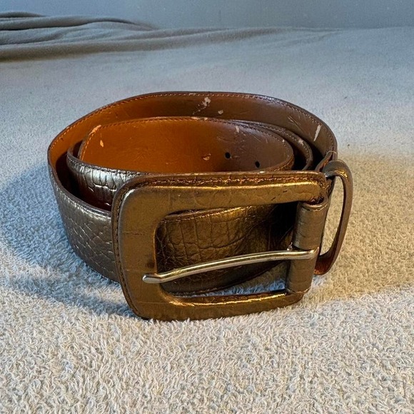 Lauren Ralph Lauren Y2K Boho Brown and‎ gold leather belt size Large - Picture 1 of 5
